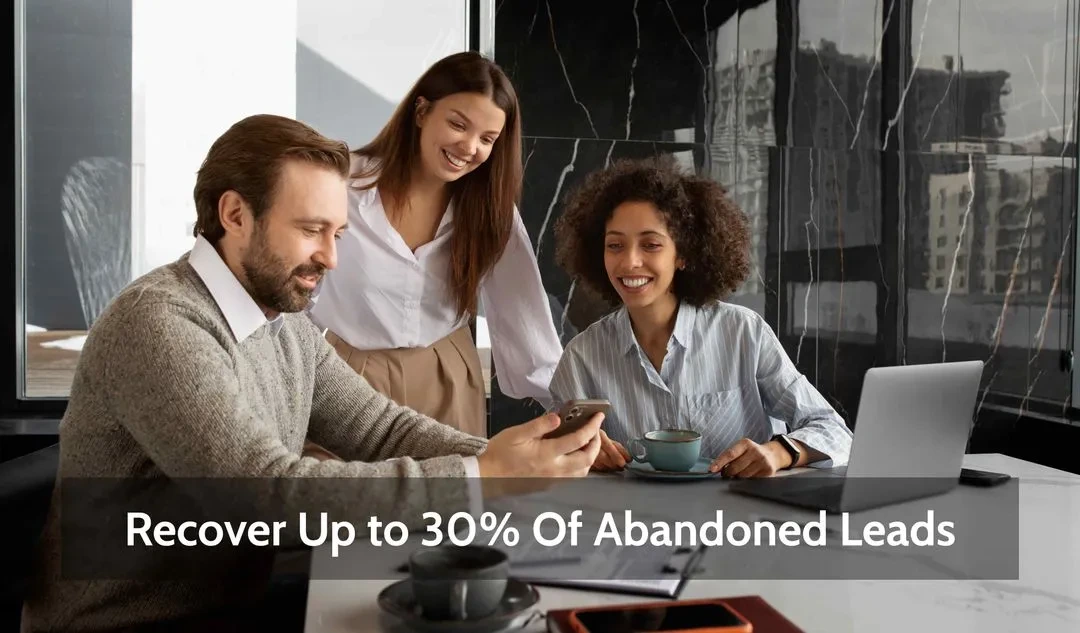 Team reviews phone showing Adaptify text that saves 30 percent of abandoned legal leads after hours