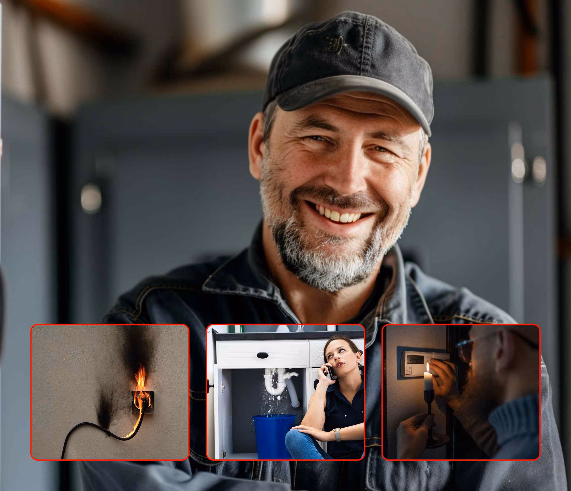 Smiling field technician benefits from Adaptify AI plumbing & electrical emergency answering service 24 / 7