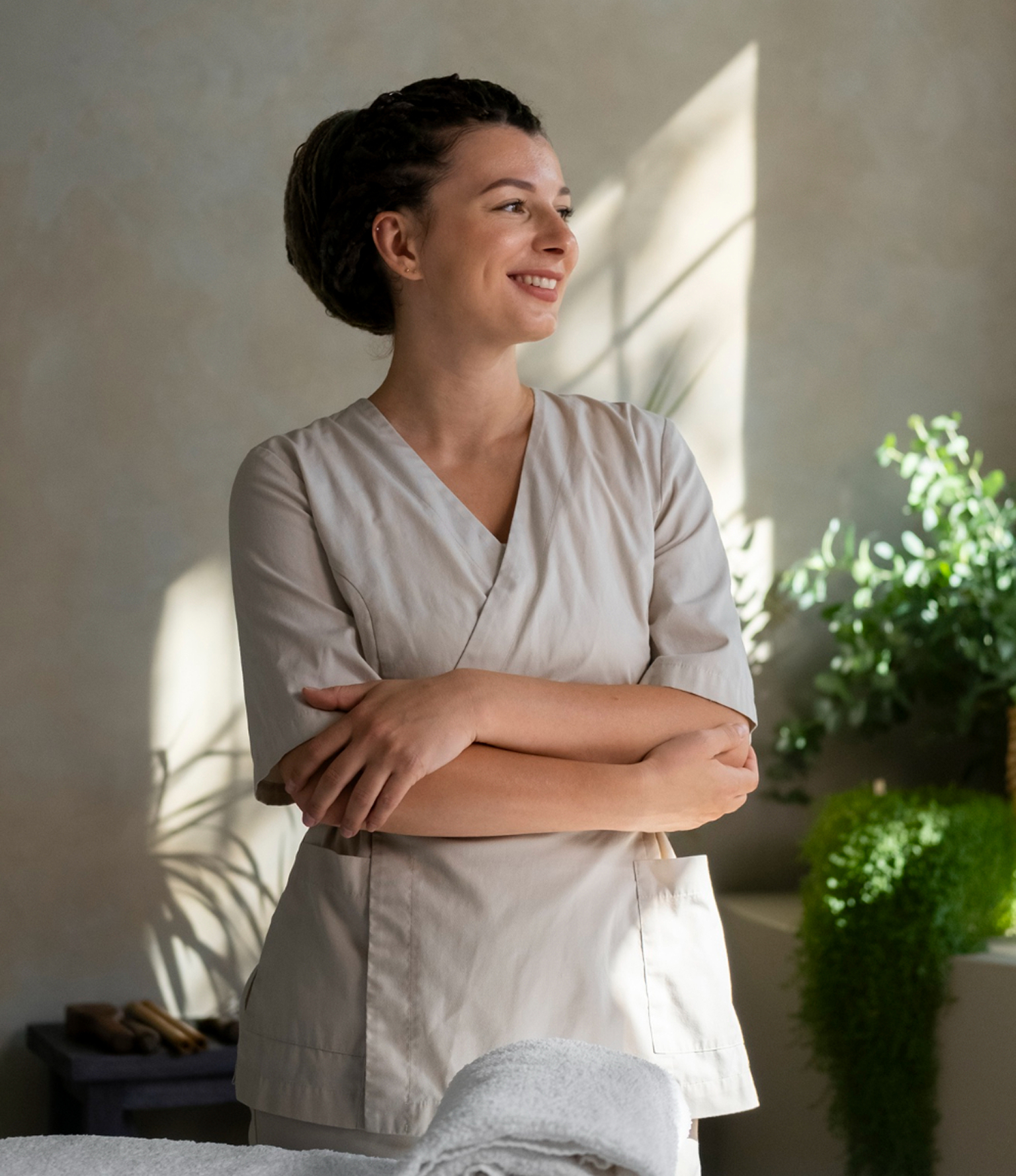 Business owner smiling after switching to Adaptify’s transparent pay-as-you-go AI receptionist pricing.