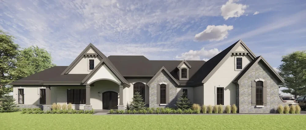 Rendering of a Classic Living Homes custom home at The Meadows of Peterloon in Indian Hill