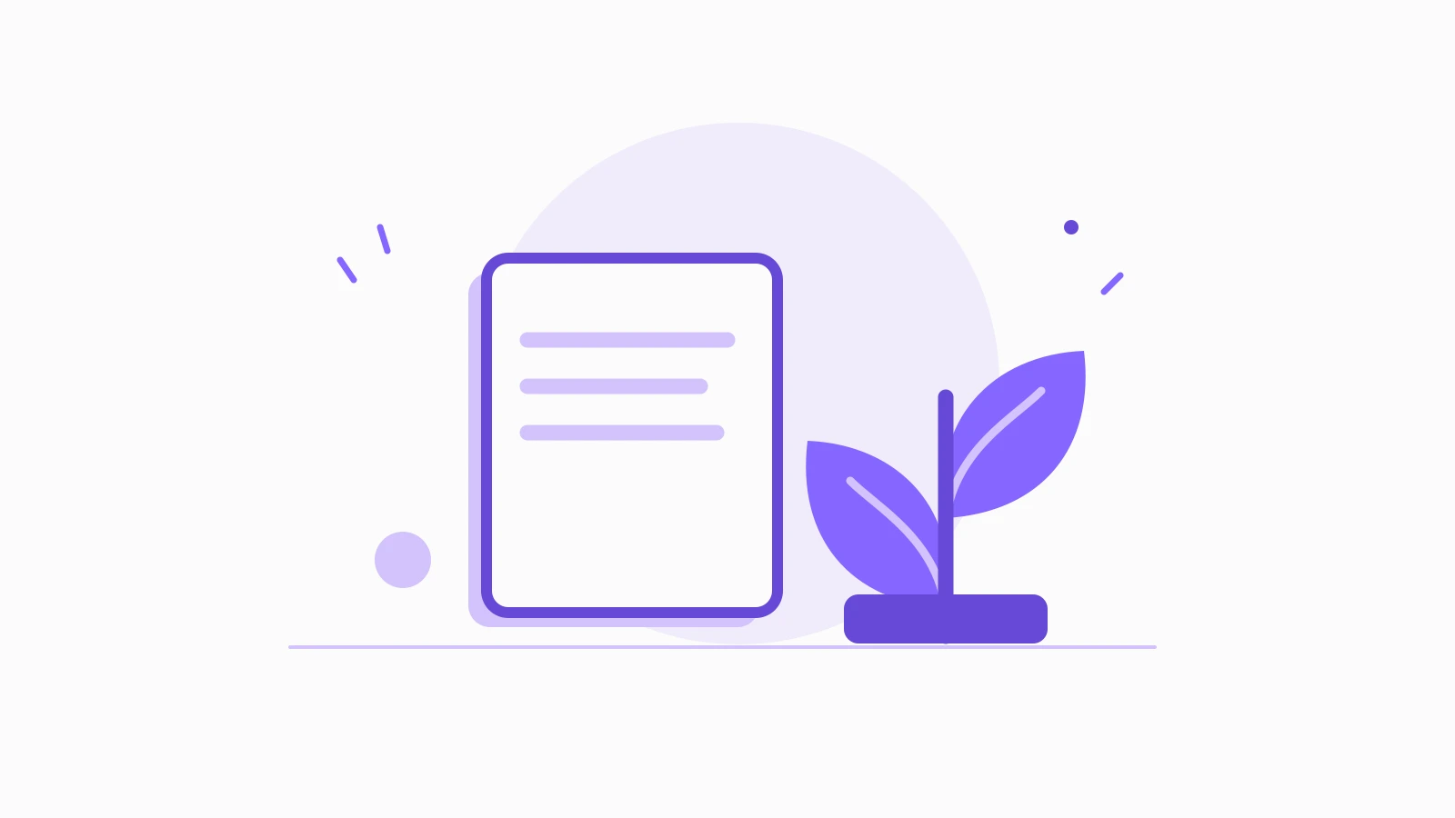 A purple document with a growing leaf beside it, representing purposeful documentation and educator wellbeing.