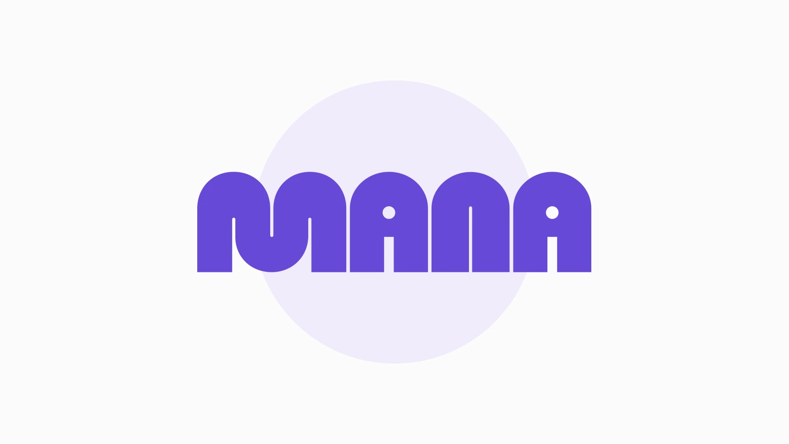 The official purple Mana wordmark on a pale lilac circle.