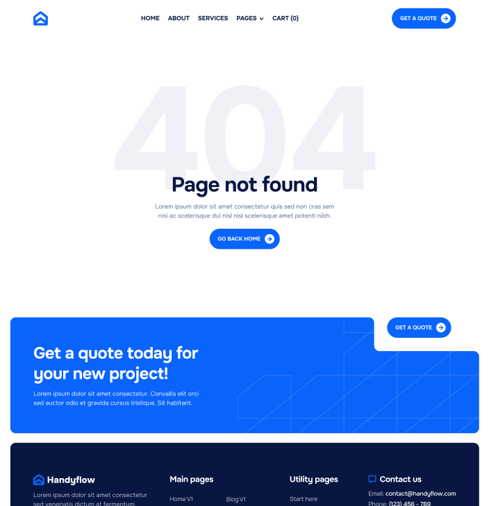 Handyflow X - 404 Not Found Utility Page - Handyman Webflow Template | BRIX Templates