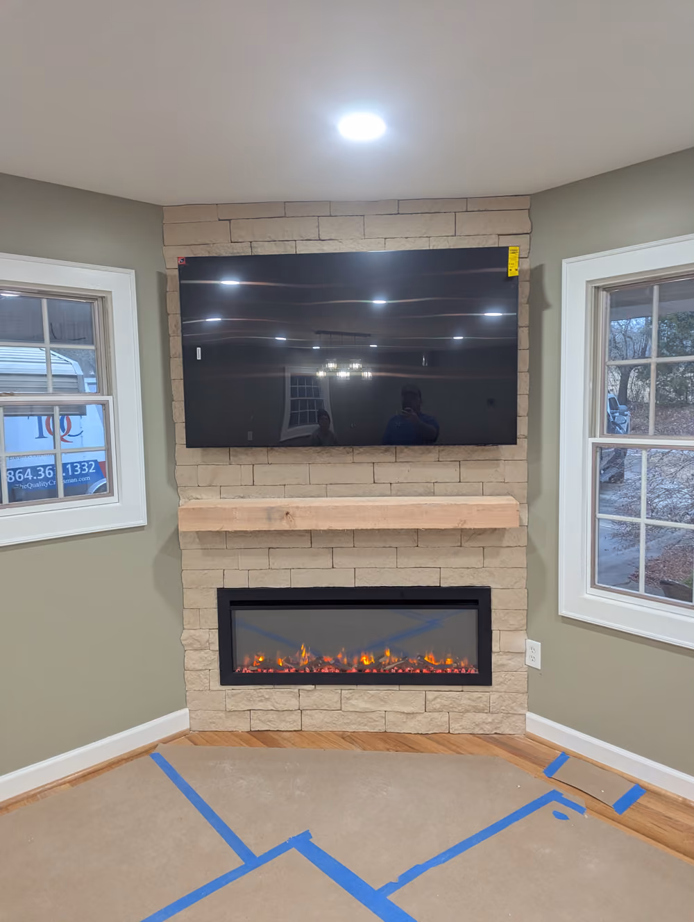 Home addtion of a fireplace in Seneca