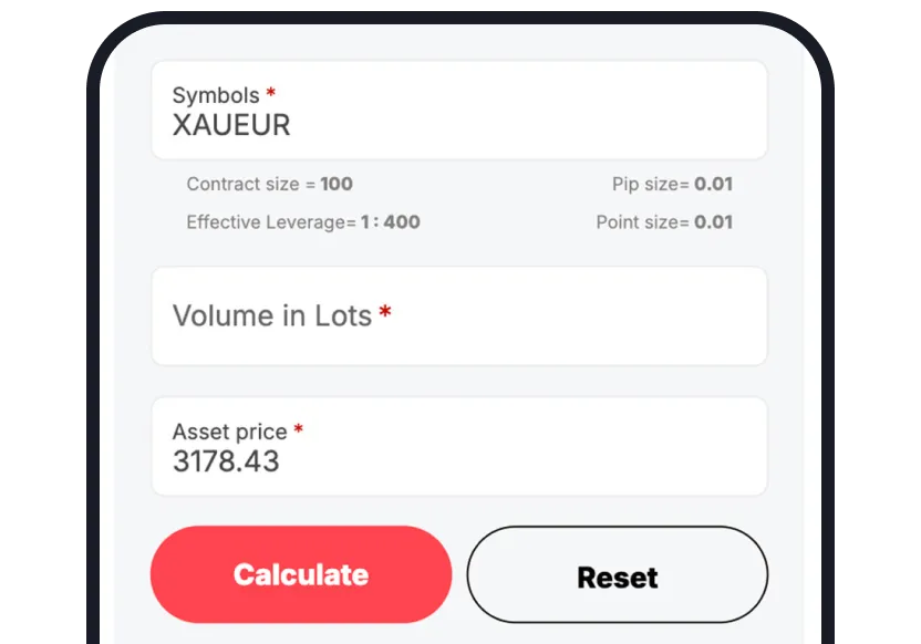rader using a pip and margin calculator to adjust lot size based on account balance and strategy