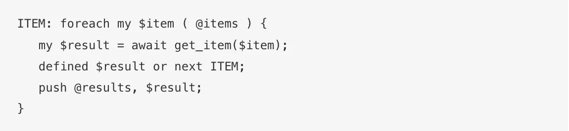 code for foreach item