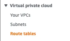 لقطة شاشة لقائمة VPC