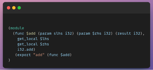 مثال على مقتطف كود ملف main.wat
