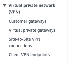 لقطة شاشة لخطوات VPN موقع إلى موقع في AWS