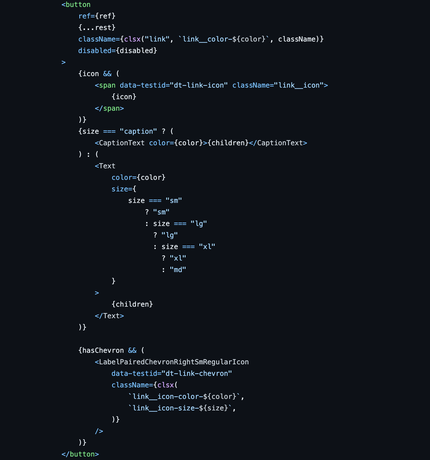 كود مكون الرابط الأساسي على Quill.