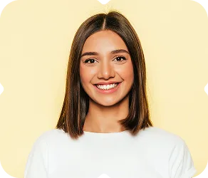 A woman with a smile on her face.