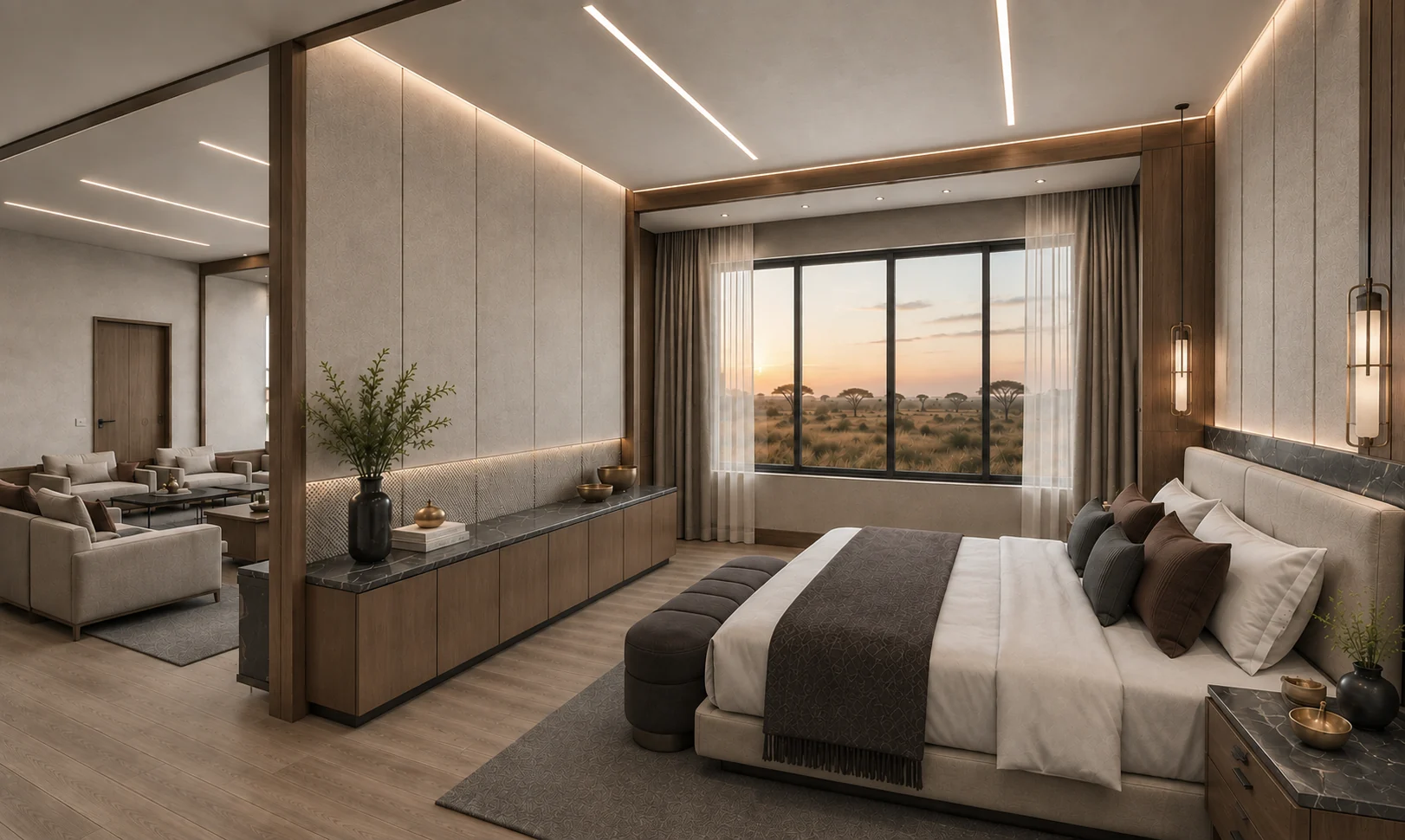 Private residence bedroom and sitting area