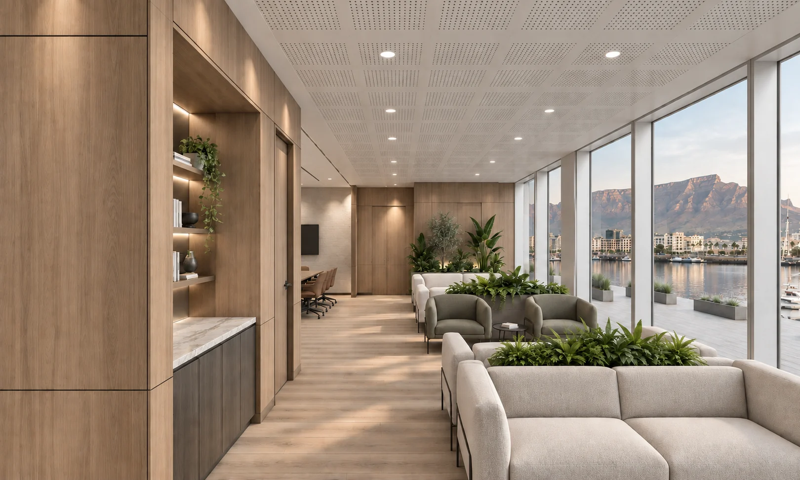 Superyacht Concierge lounge overlooking the marina