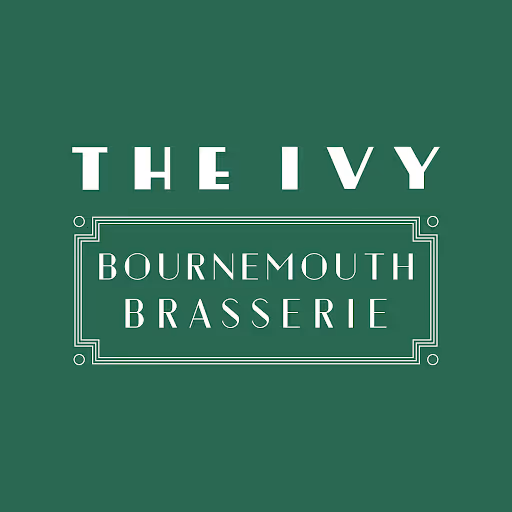 The Ivy Bournemouth Brasserie. White Text on a green background.