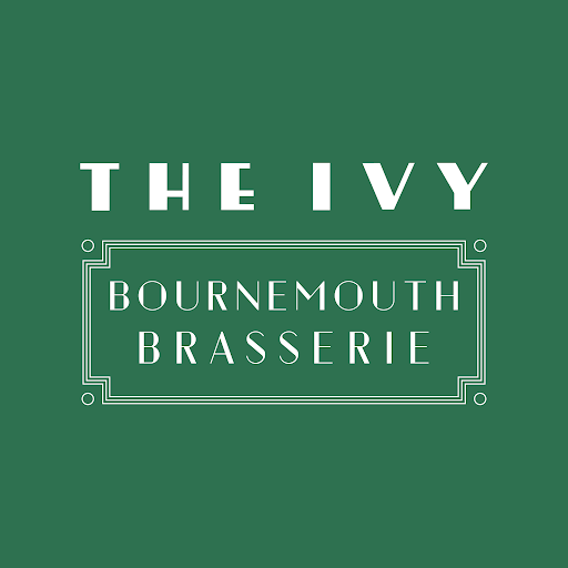 The Ivy Bournemouth Brasserie. White Text on a green background.