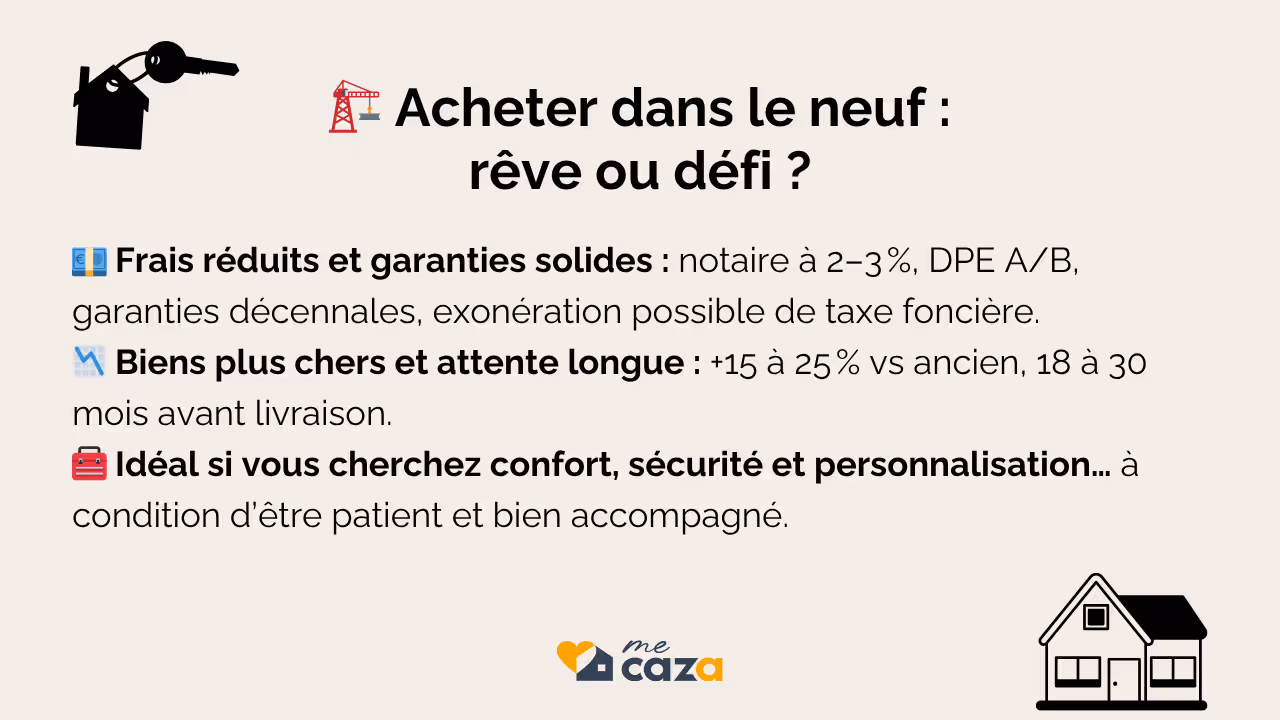 Acheter dans le neuf permet d'avoir des frais de notaires réduits, un DPE A ou B et personnaliser son appartement