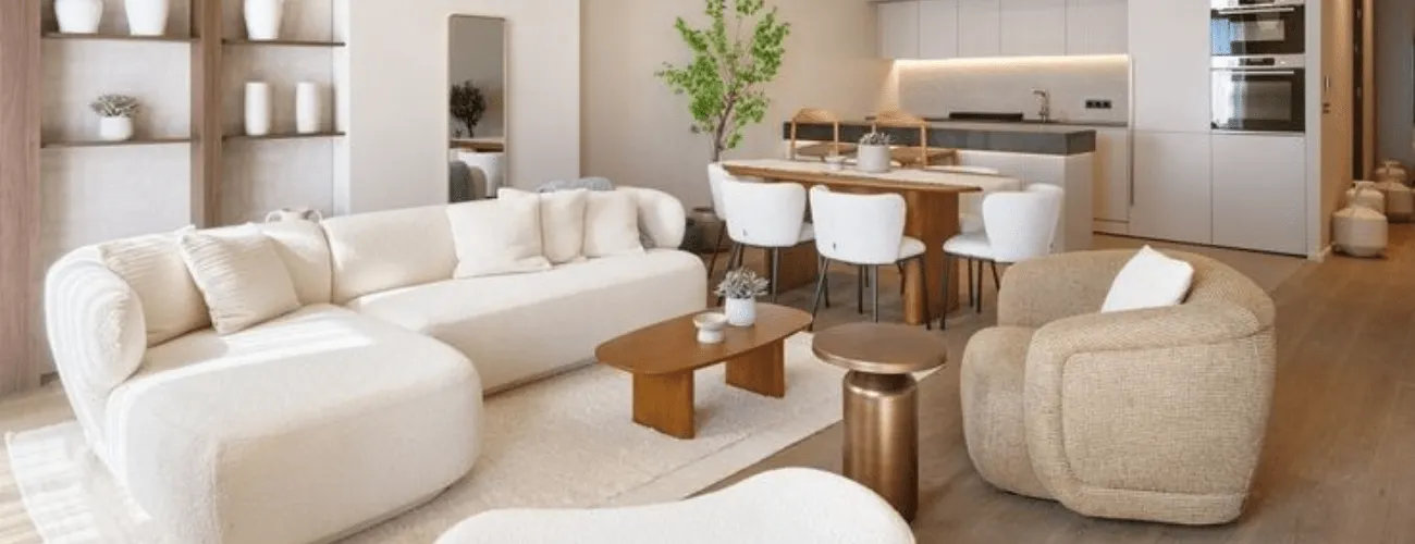 Interior of a Very Nice Apartment with Kitchen and Living Room