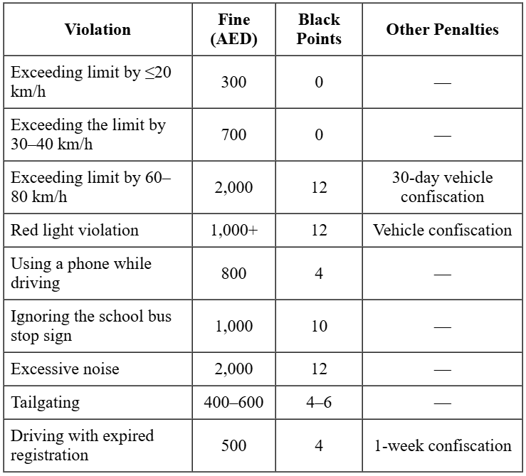 Common Fines and Penalties for Traffic Violations