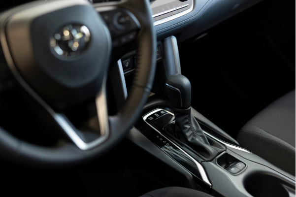 car interior steering wheel and gearbox gear