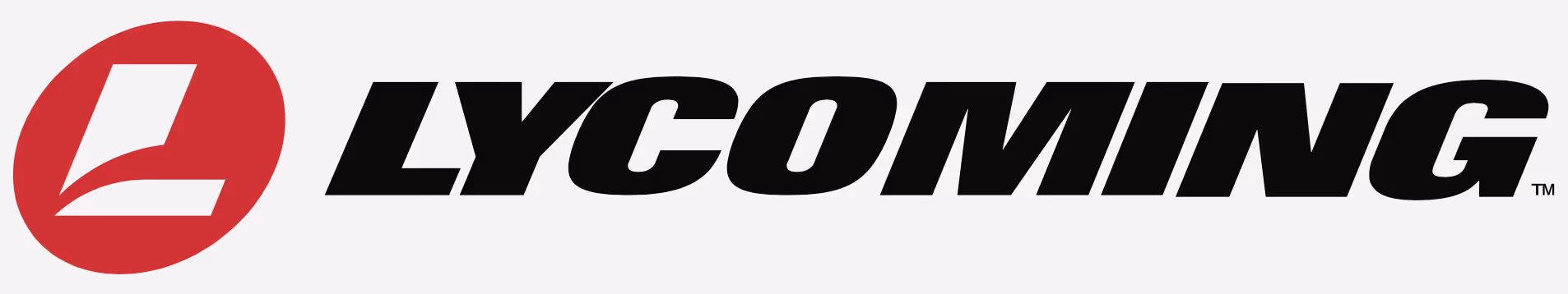 Lycoming company logo with a stylized L icon inside a red oval.