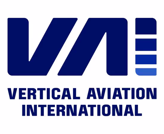 Vertical Aviation International logo with stylized VAI letters and blue bars on the right.