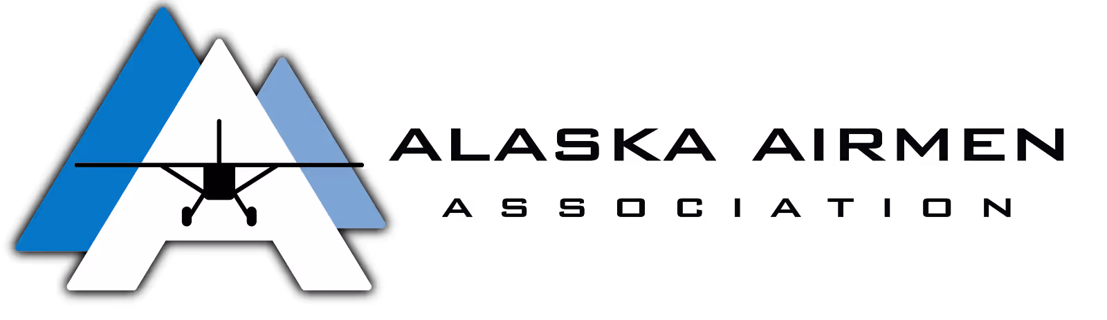Alaska Airmen Association logo with stylized letter A, mountains, and an airplane silhouette.
