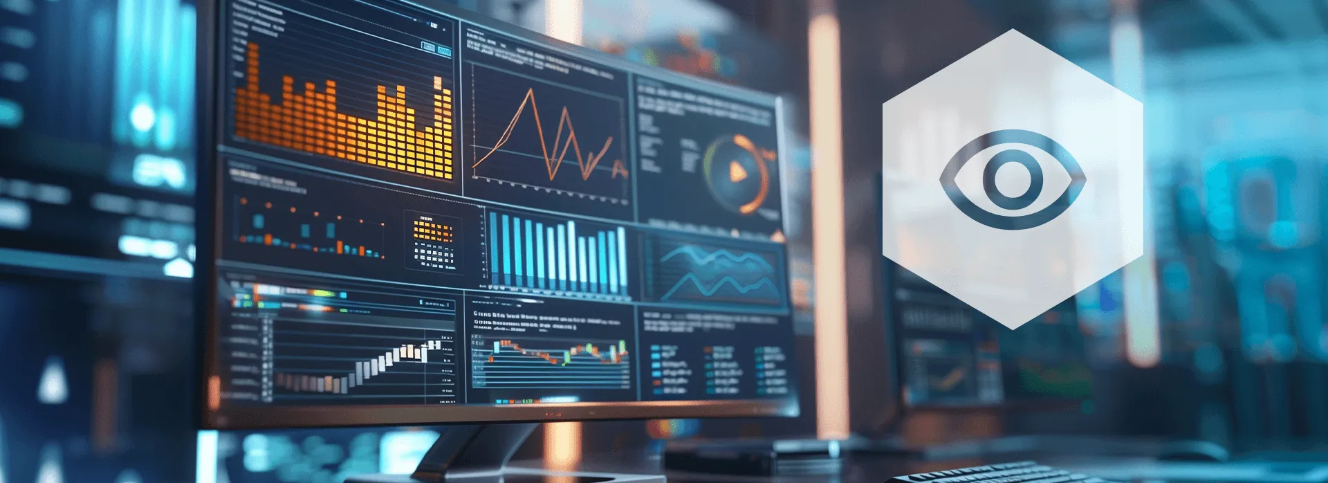 Computerscherm met grafieken en info over servermonitoring.