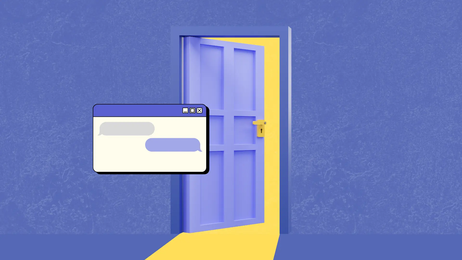 an open door with a chatbot box in front of it