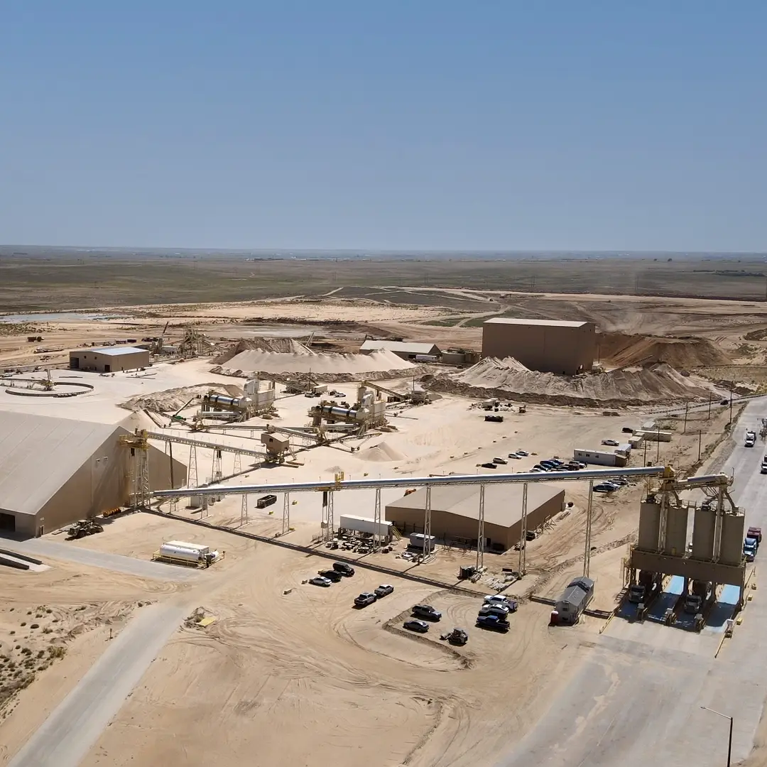 Aerial image of frac sand facility in Colorado