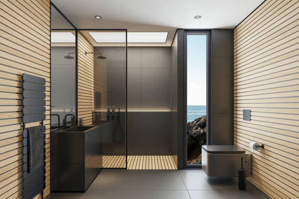 Luxurious 5x10 bathroom remodel featuring a white bathtub with gold fixtures and a modern design aesthetic