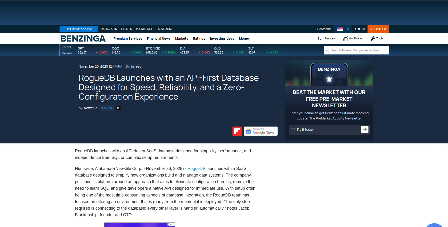 RogueDB Launches with an API-First Database Designed for Speed, Reliability, and a Zero-Configuration Experience