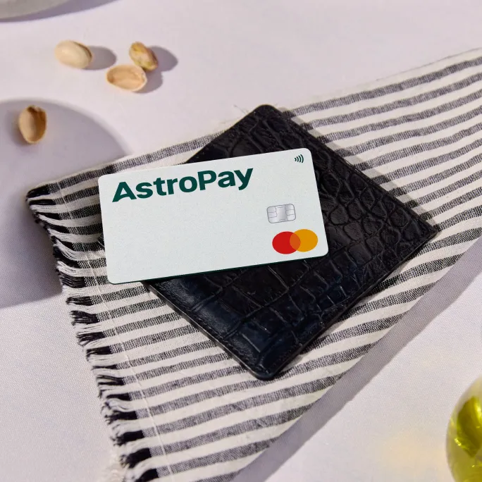 Large-scale graphic of AstroPay virtual cards and digital payment options - designed by Flexxi