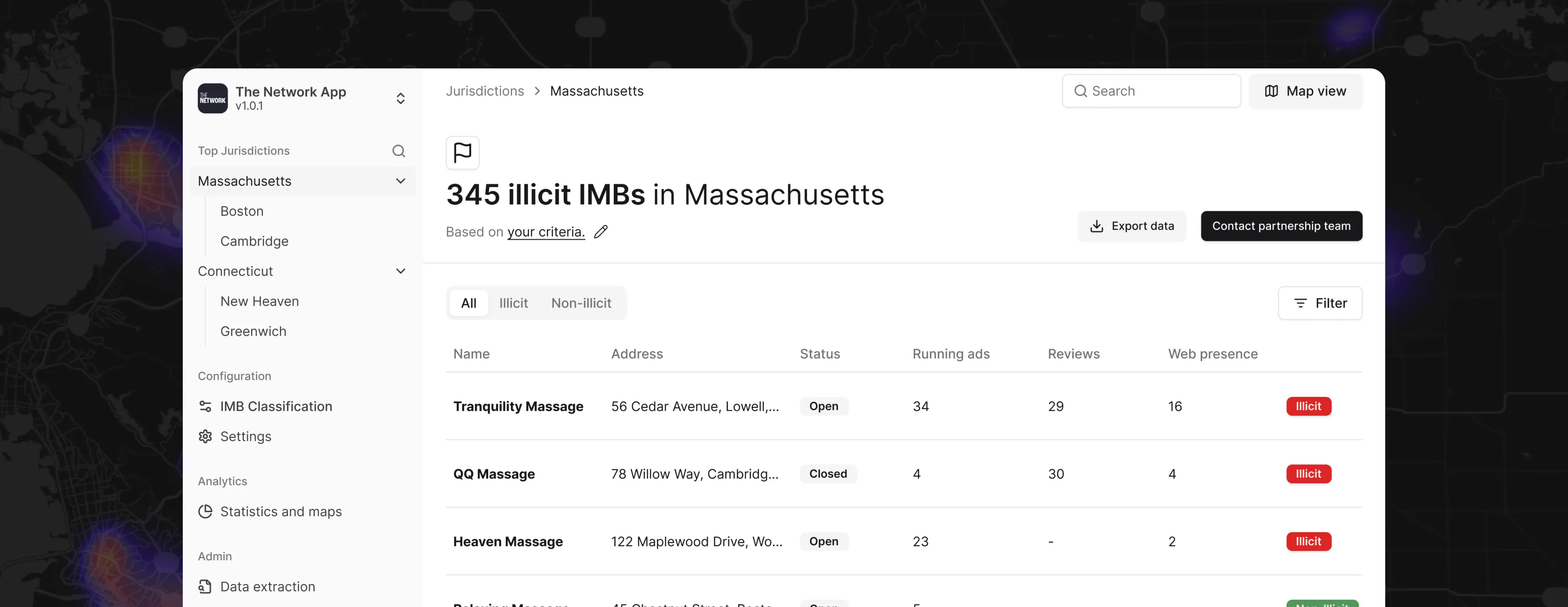 The Network project interface displayed on a large high-definition desktop display - designed by Flexxi