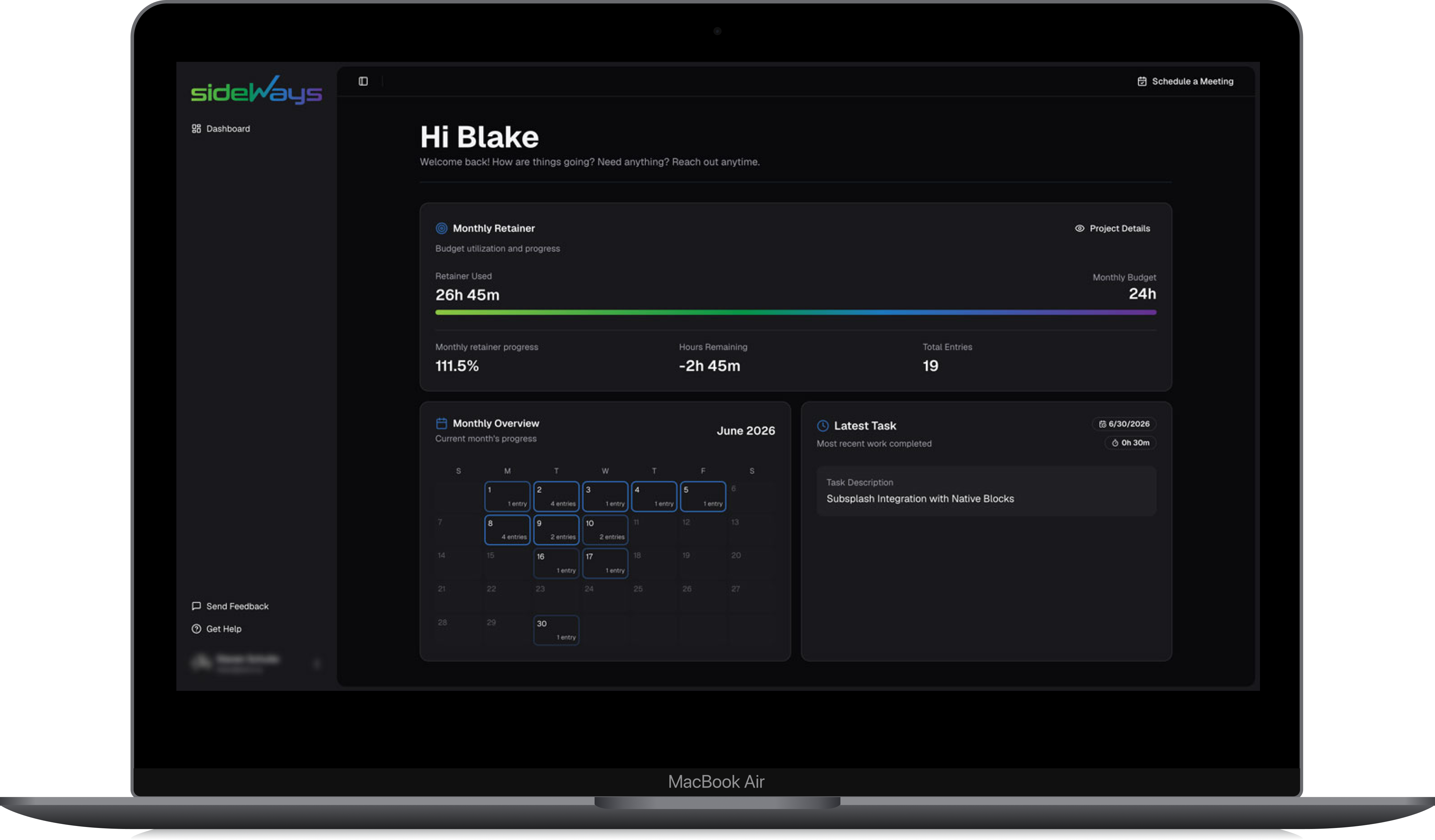 Ongoing Support Sideways Dashboard