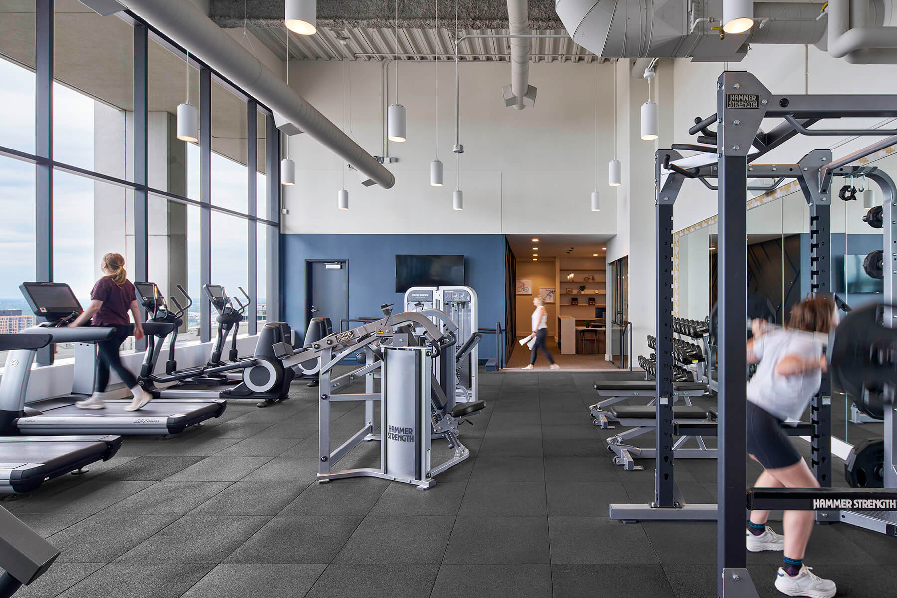 Photo of the fitness center showing a wide range of equipment.