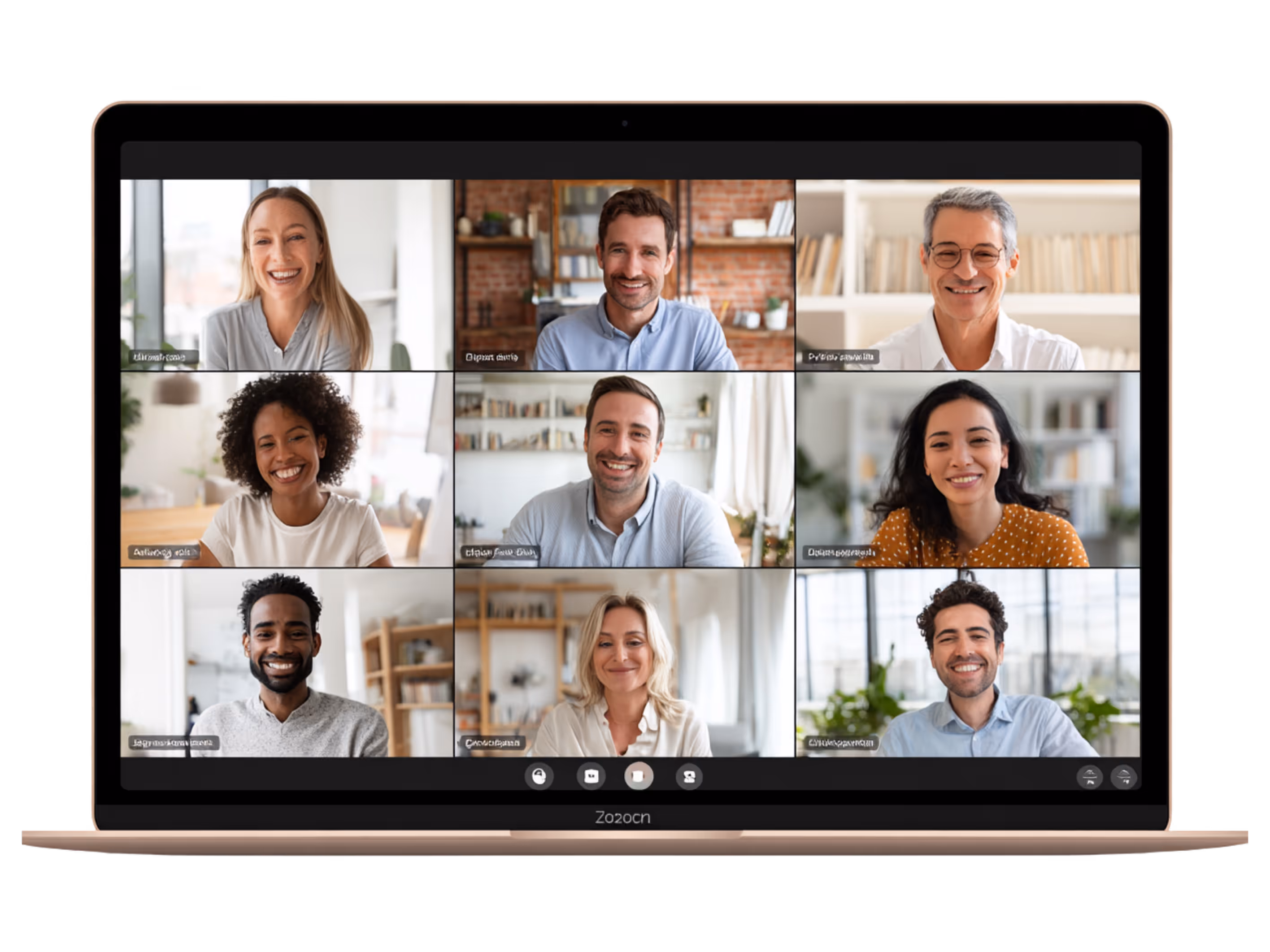 Team video conference on a laptop screen