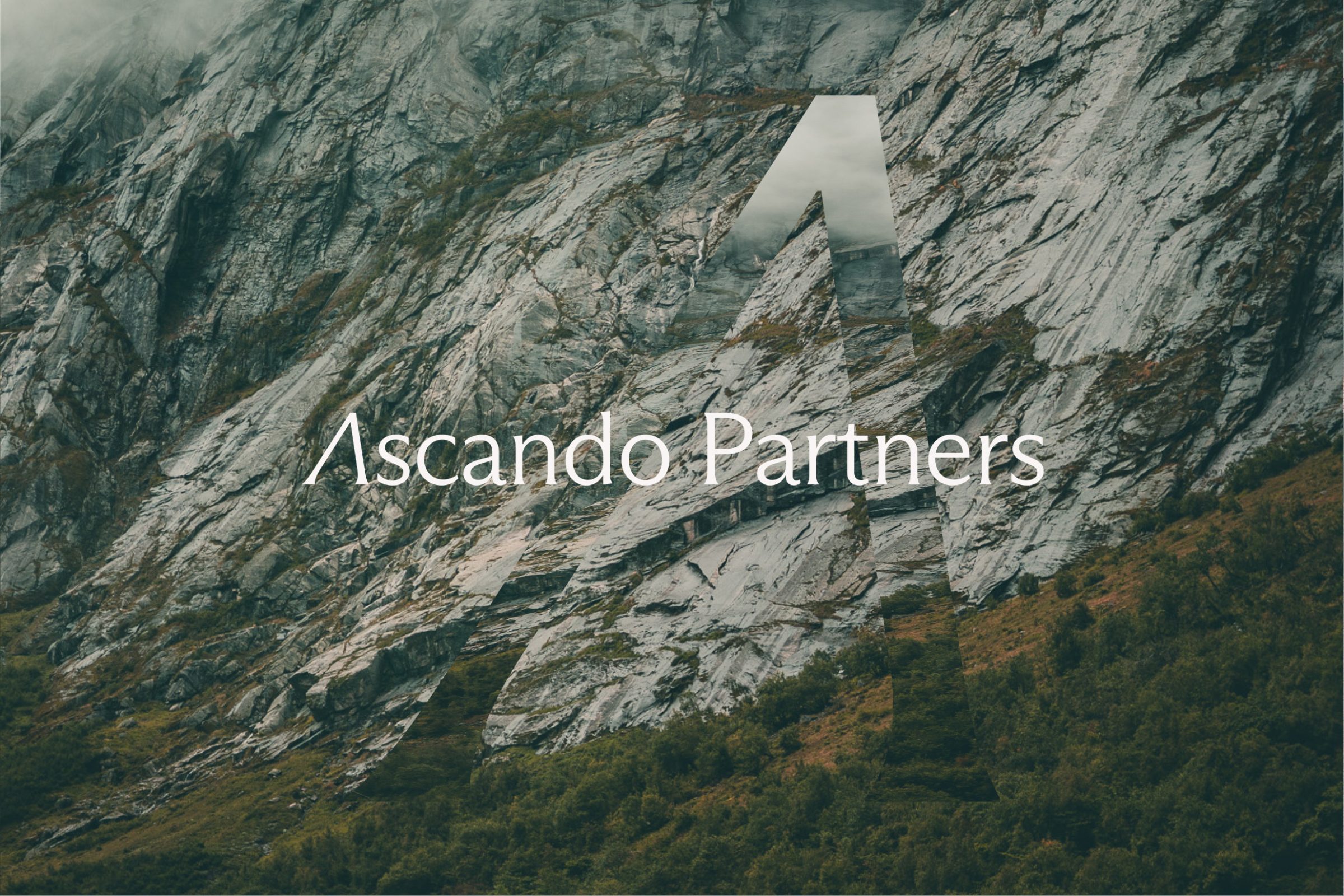 Ascando Partners logo over a Norwegian mountain landscape
