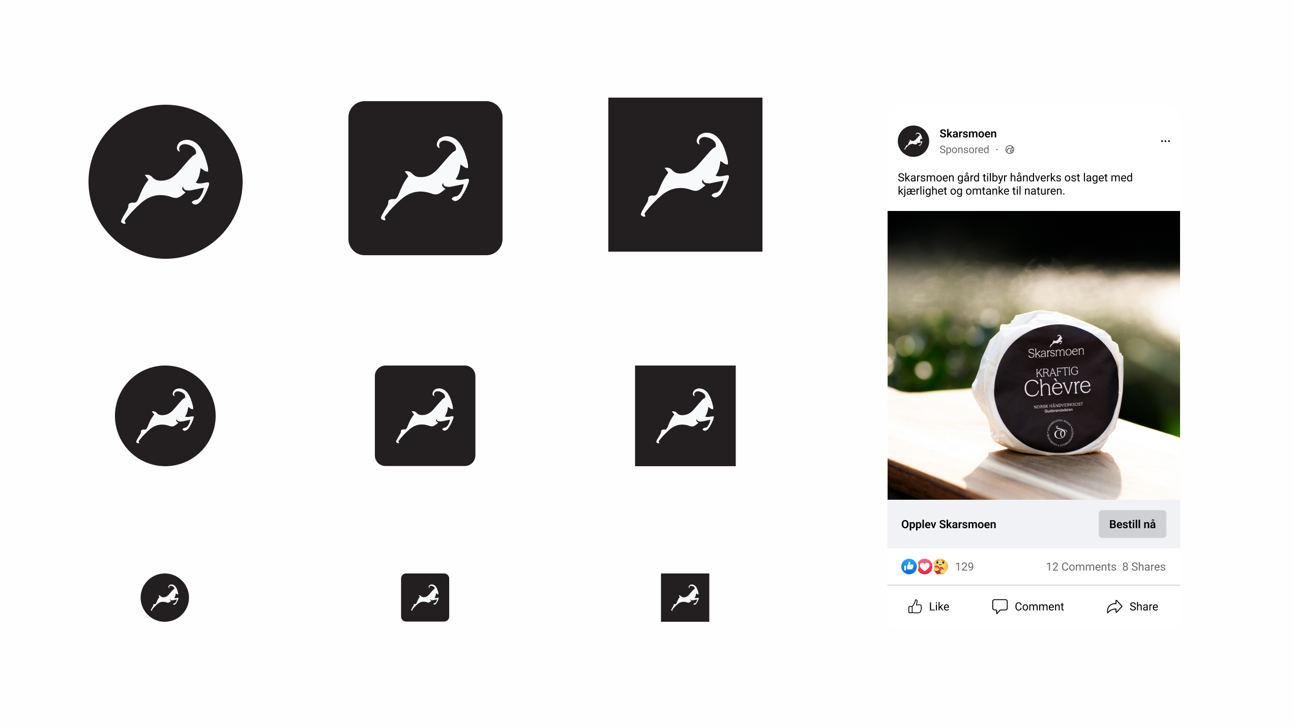 Skarsmoen profilikoner og et innlegg for sosiale medier