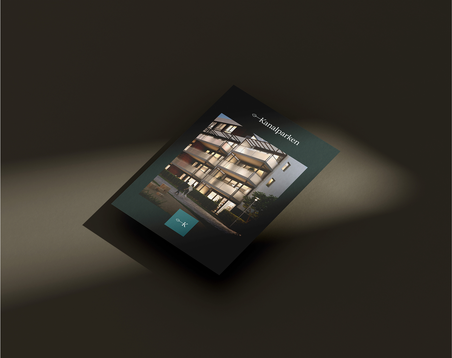 Kanalparken sales brochure with a photo of the housing project
