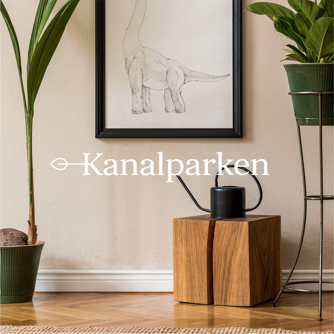 Kanalparken logo in a living room with plants
