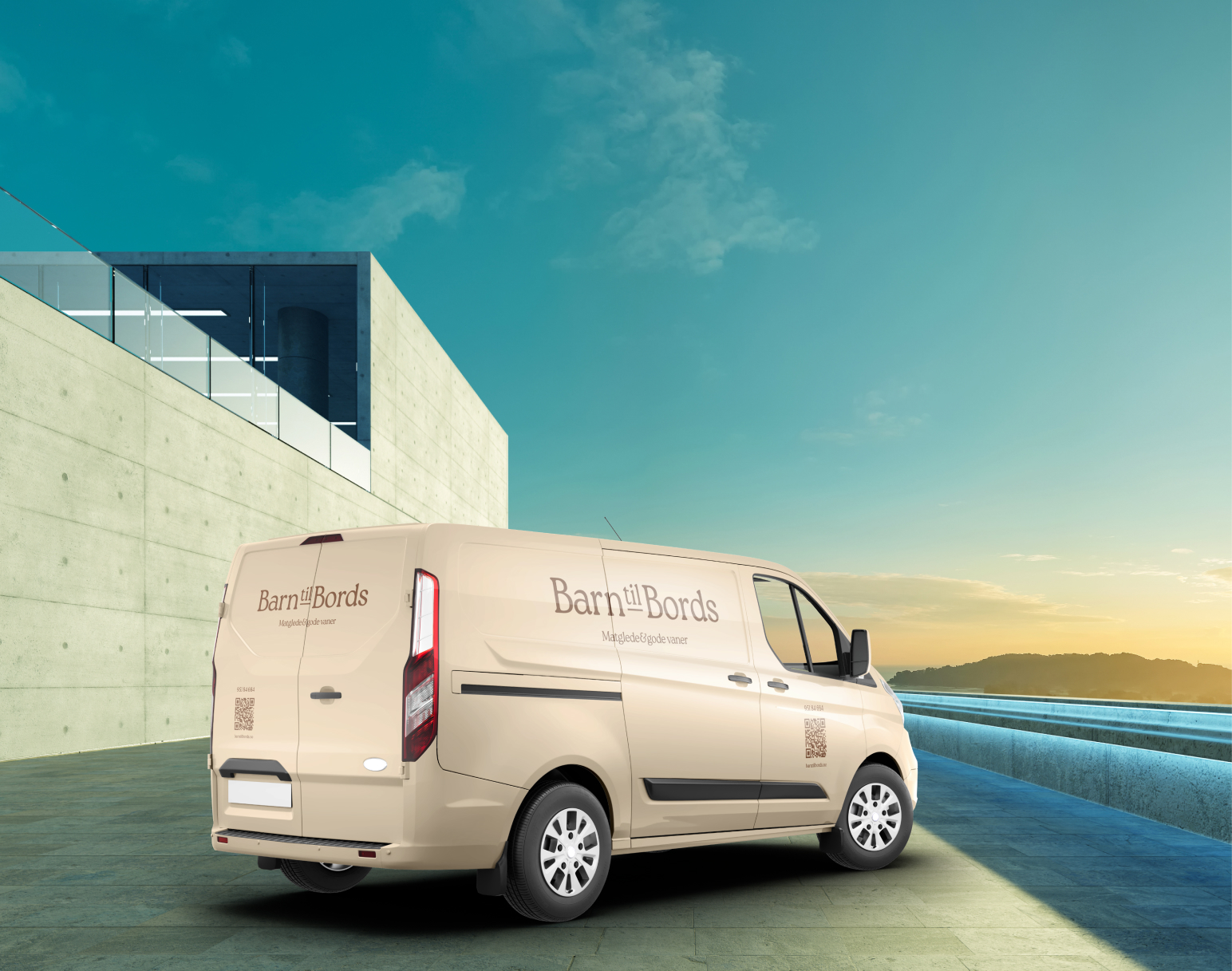 Barn til Bords delivery van with the logo