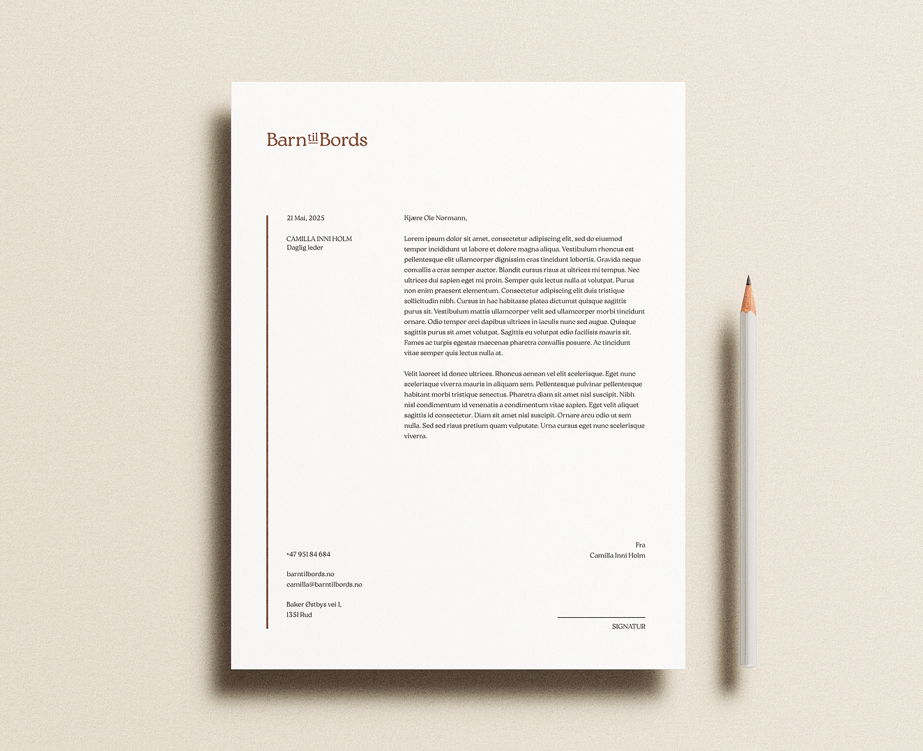 Barn til Bords letterhead