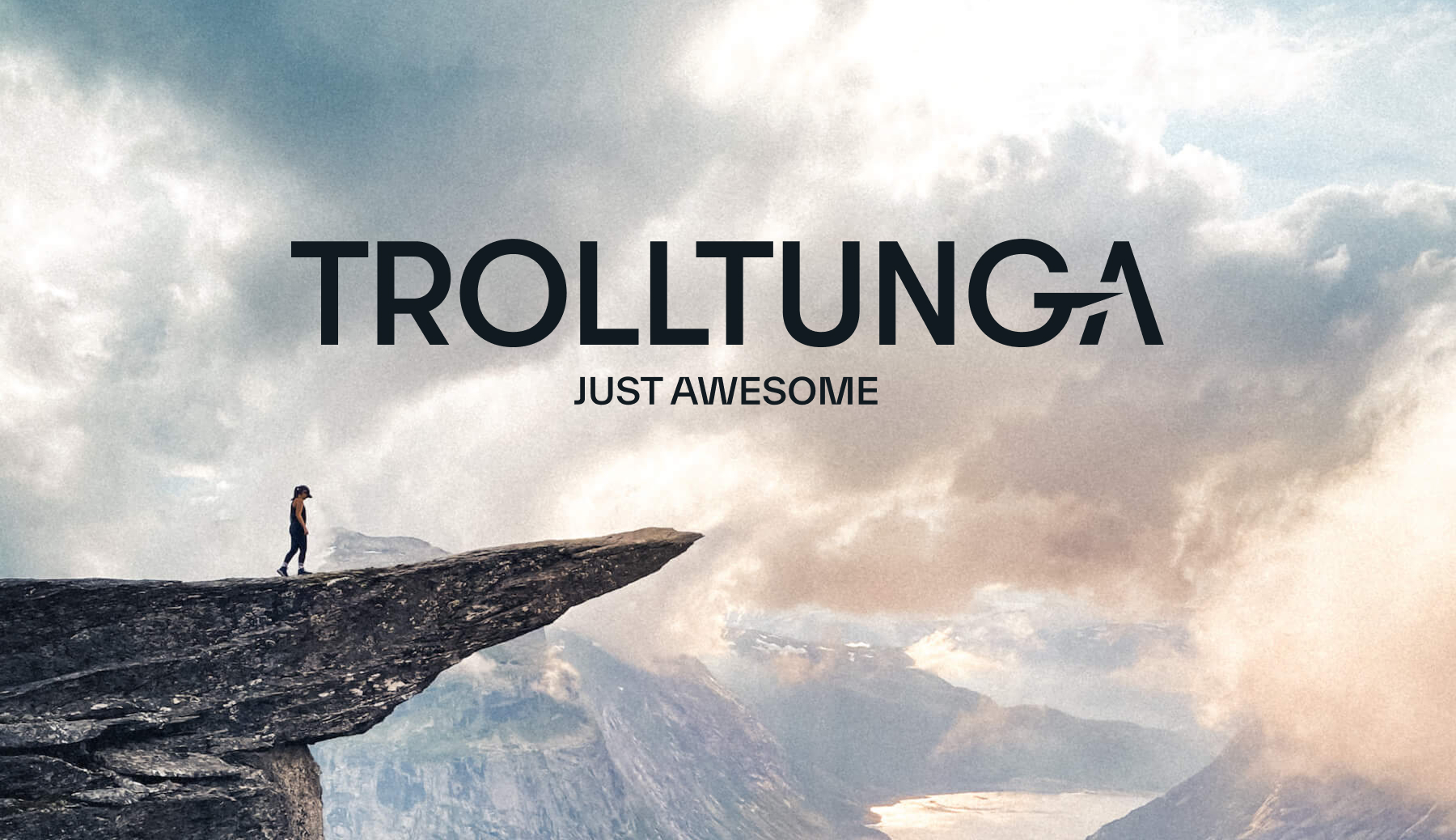 Trolltunga logo with Just awesome above the mountain