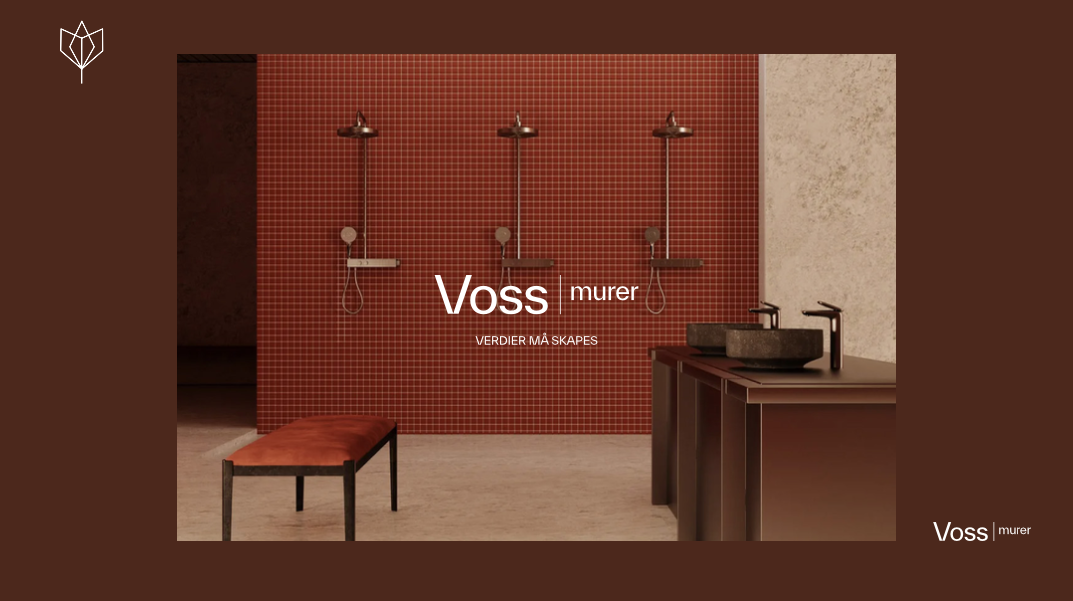 Voss Murer logo på baderom med røde fliser