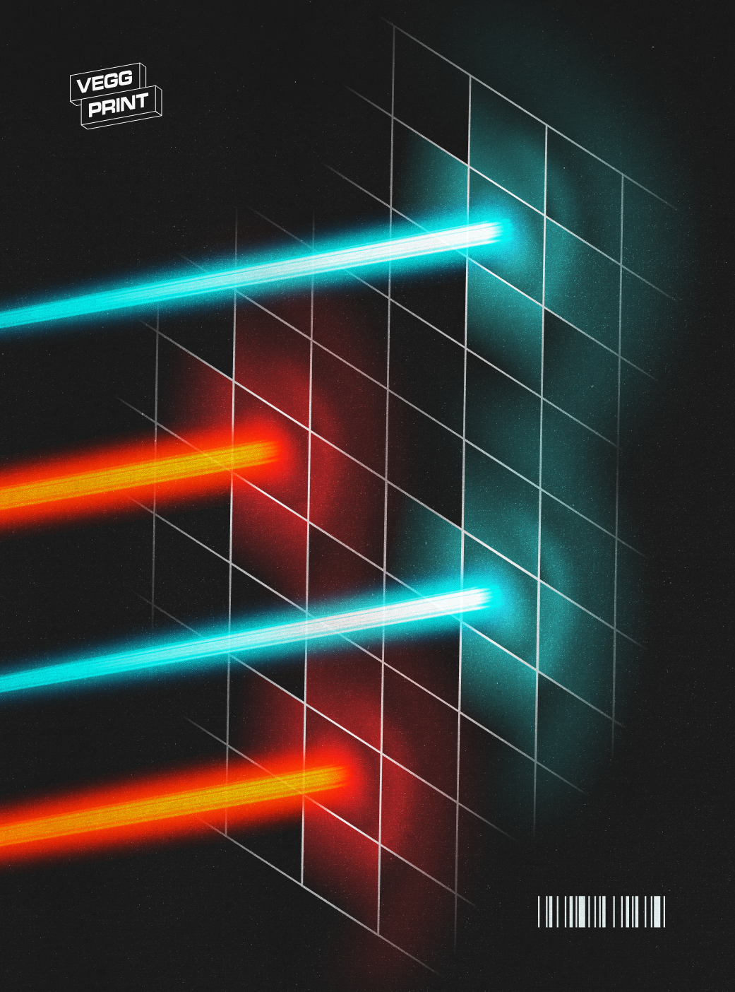 Veggprint graphic with neon stripes