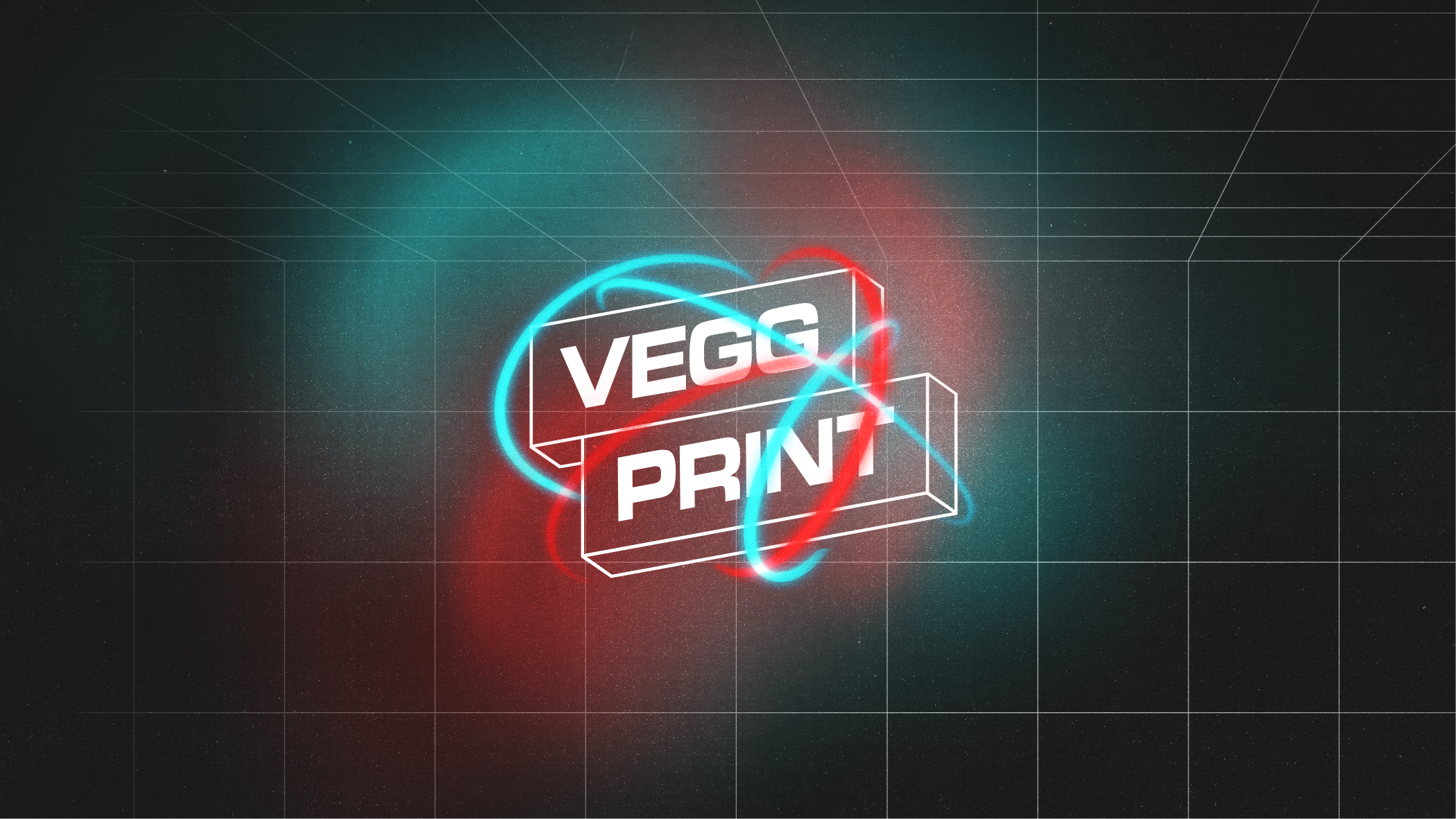 The Veggprint logo with neon light on a dark background