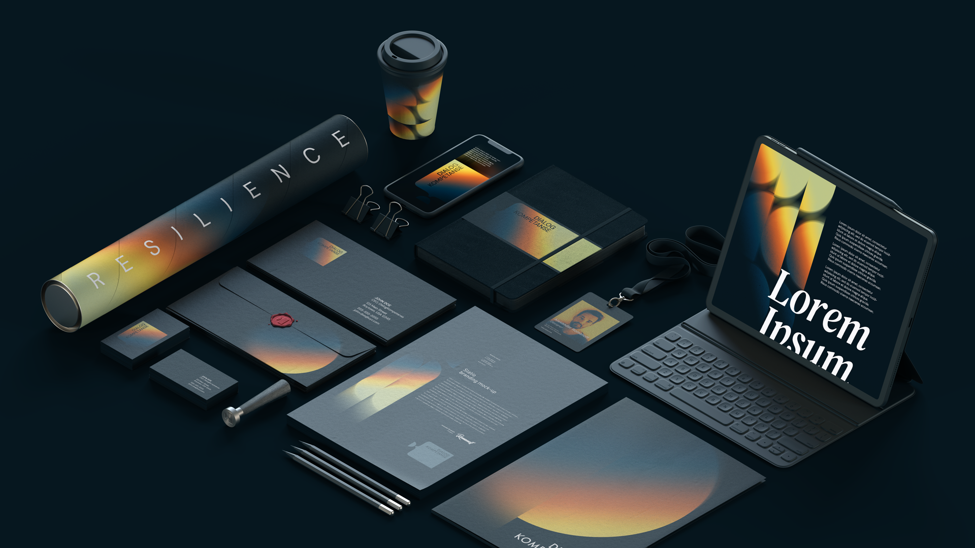Dialog Kompetanse branded material and a tablet