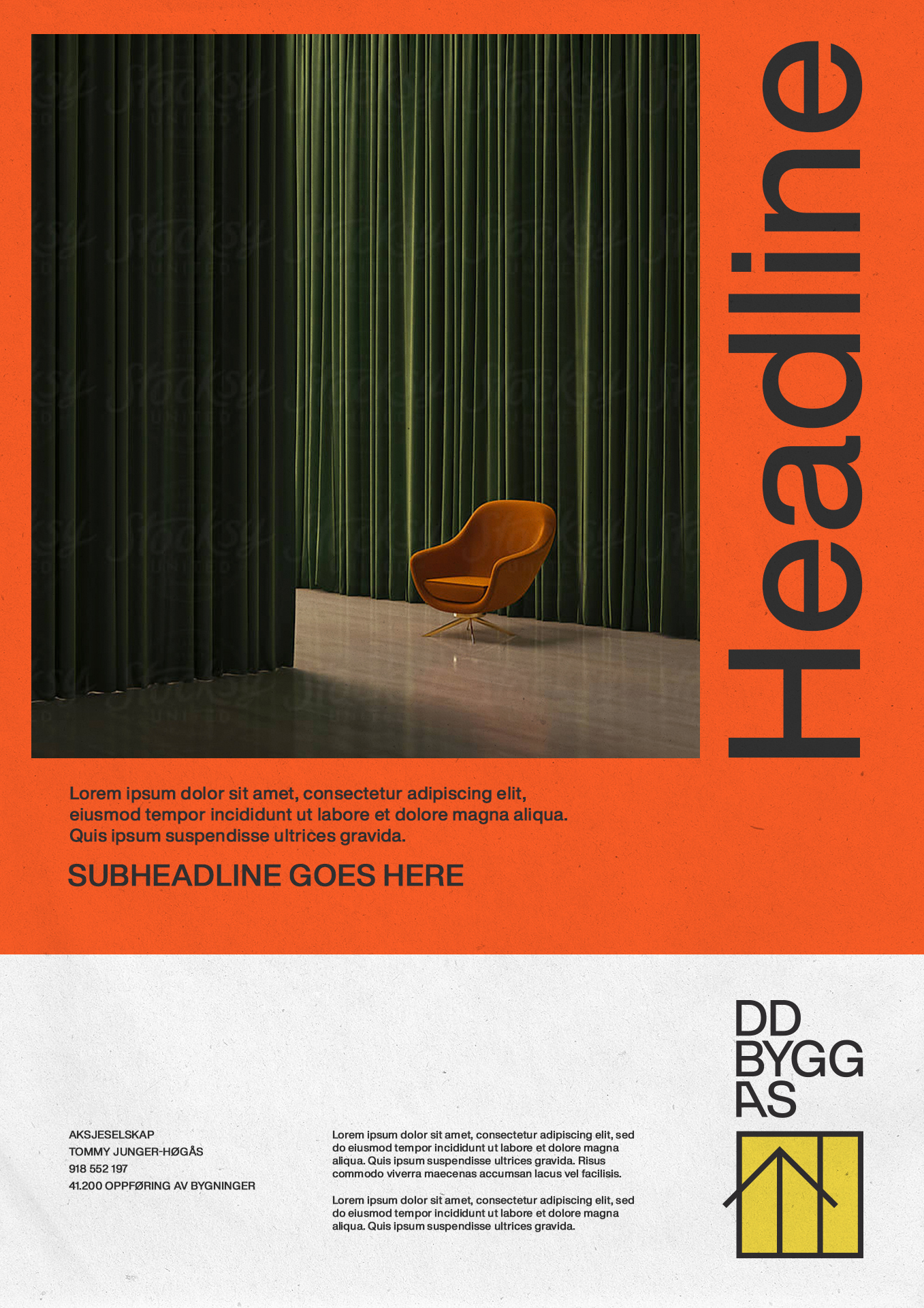 DD Bygg plakat i oransje