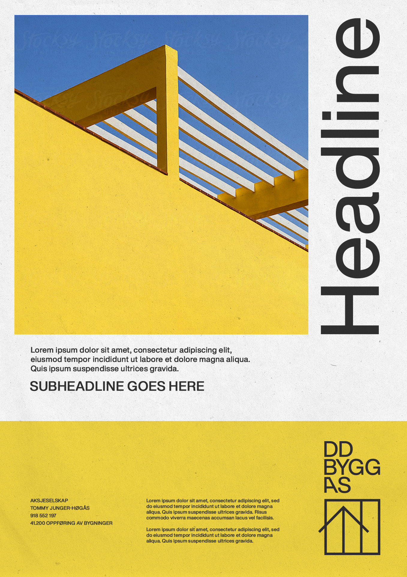 DD Bygg plakat i gult