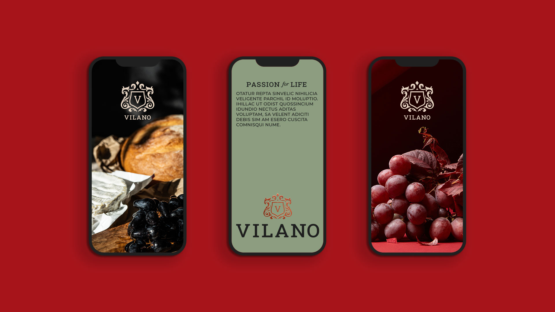Vilano on three phone screens